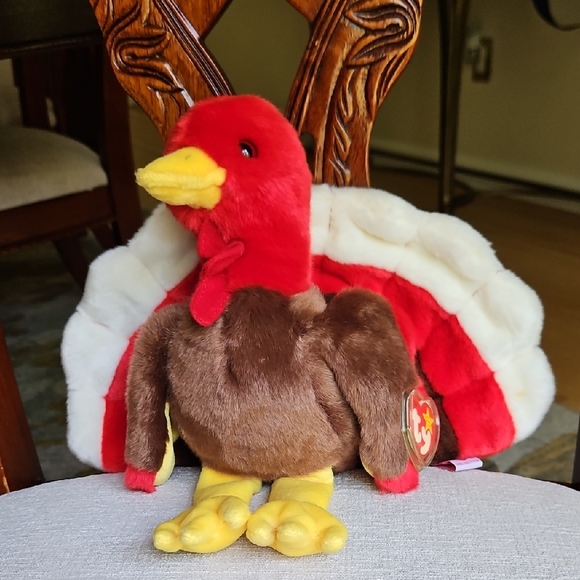 1999 Ty Beanie Gobbles The Turkey Plush Toy - Picture 1 of 8